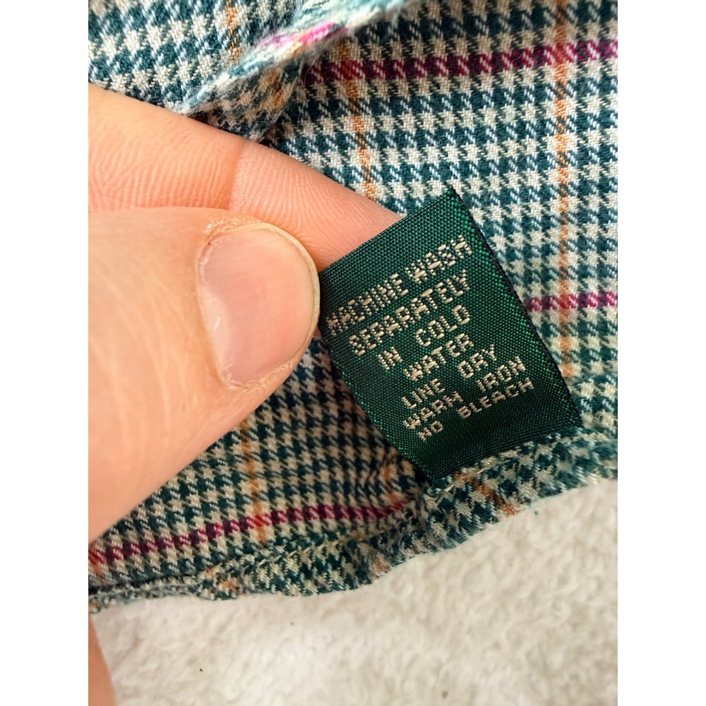 Orvis Men Button Down L/S Shirt Large Green Plaid Gingham Check Cotton VTG - Picture 5 of 9